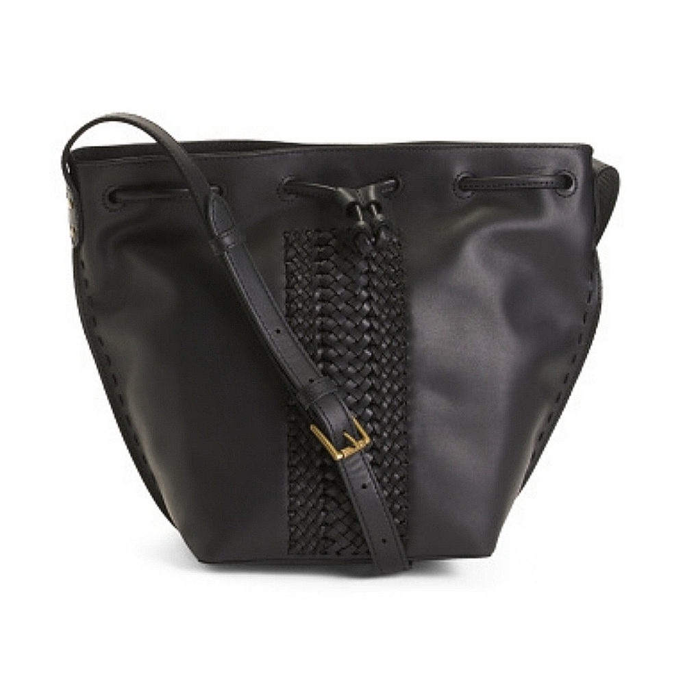 The Sak Black Smooth Leather Drawcord Bucket Bag - Picture 4 of 8